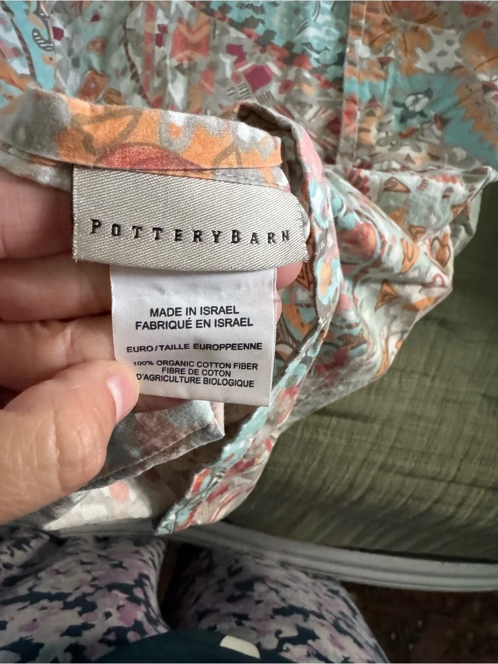 Boho Paisley Print Euro Sham in Teal + Coral